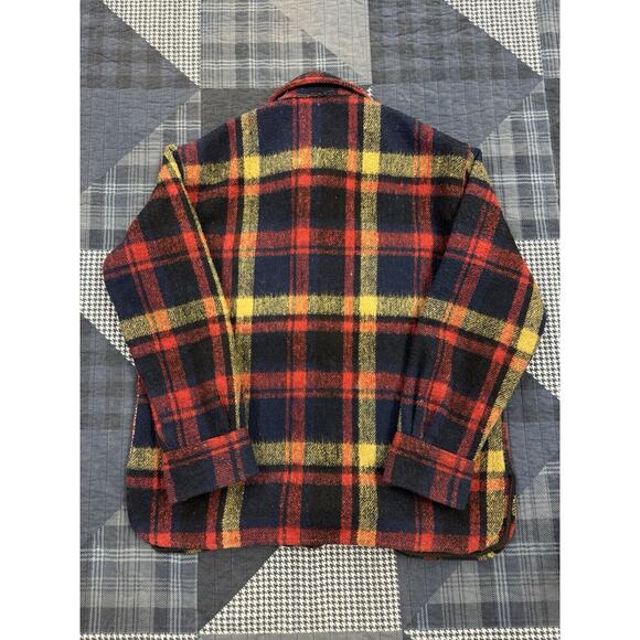 Vintage 1960s Kentfield Woodsman Wool Mackinaw Men's Medium Brown Red‎ Plaid - Picture 2 of 10